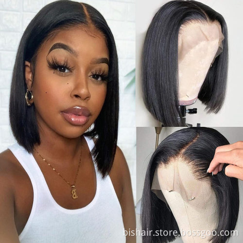 Brazil's real straight hair lace front wig Bob human hair wigs for women without pre-wired plastic baby Straight 13X4 lace wig